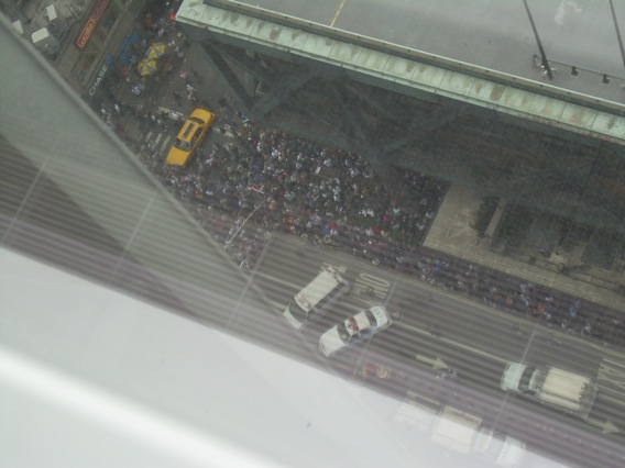 View to the onlookers below from the 22nd floor