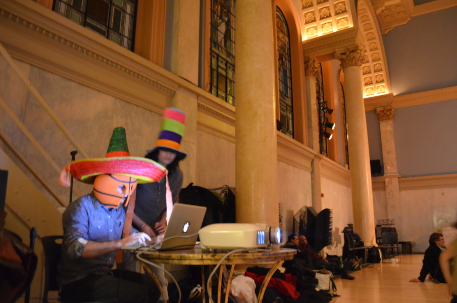 Occupy activists at work during a meeting at Judson Memorial Church in New York City, early 2012.