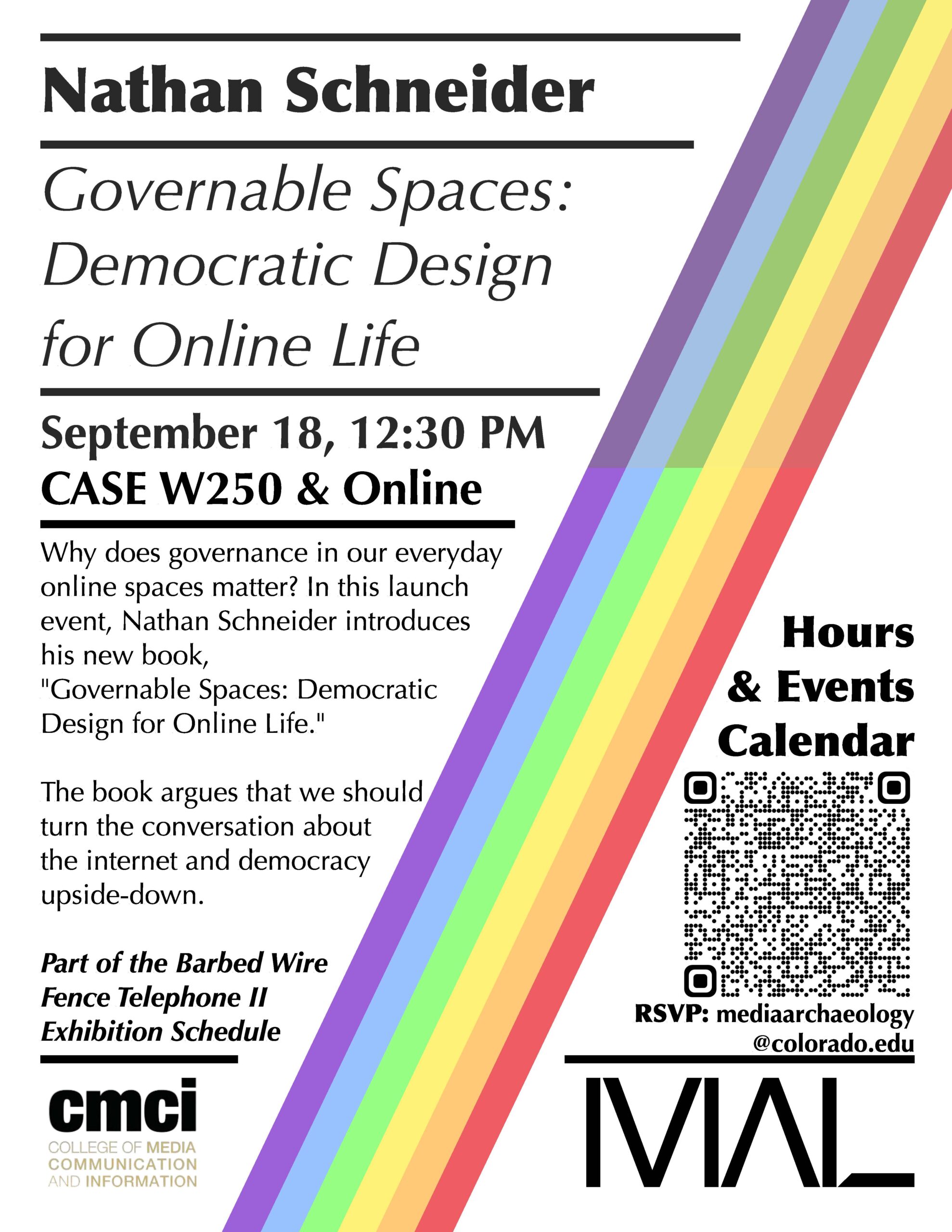 Event poster for Governable Spaces book talk