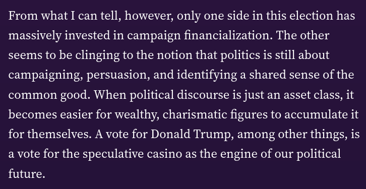 Election financialization is one-sided