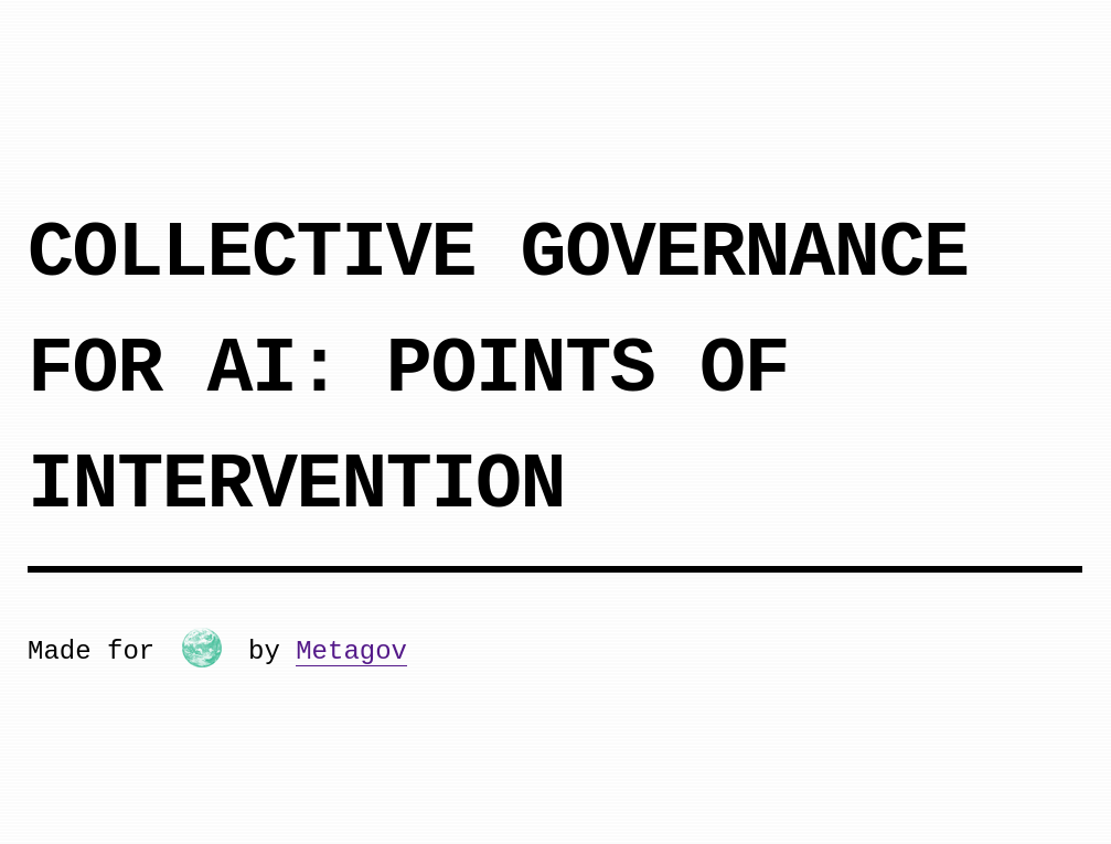 Collective Governance for AI: Points of Intervention
