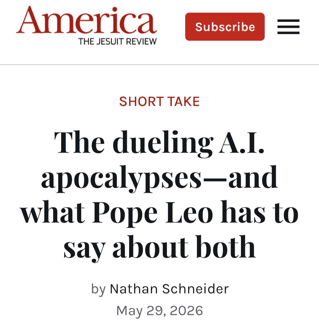 Pope Leo and the AI apocalypses
